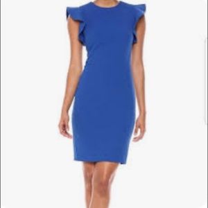Calvin Klein royal blue flutter sleeve sheath dres
